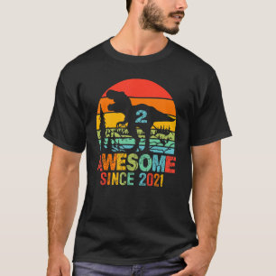 2 jaar oude jongen 2e verjaardag Geweldige Dinosau T-shirt