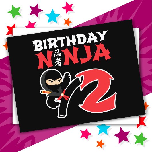 2 Jaar Oude Karate Ninja Feestje Kinderen 2e Verja Briefkaart