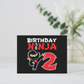 2 Jaar Oude Karate Ninja Feestje Kinderen 2e Verja Briefkaart (Staand voorkant)