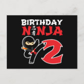 2 Jaar Oude Karate Ninja Feestje Kinderen 2e Verja Briefkaart (Voorkant)