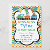 2 jaar oude trein verjaardagsfeestje uitnodiging (Voorkant)