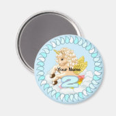 2 jaar oude Verjaardag Eenhoorn magneet (Voorkant / Achterkant)