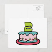 2 jaar oude verjaardagsCake Briefkaart (Voorkant / Achterkant)