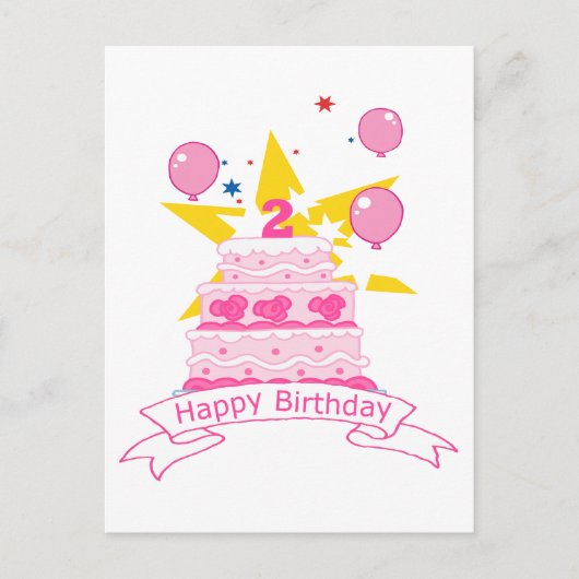 2 jaar oude verjaardagsCake Briefkaart (Voorkant)
