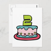 2 jaar oude verjaardagsCake Briefkaart (Voorkant / Achterkant)