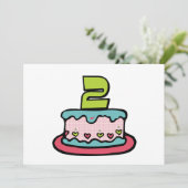 2 jaar oude verjaardagsCake Kaart (Staand voorkant)