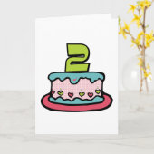 2 jaar oude verjaardagsCake Kaart (Gele Bloem)