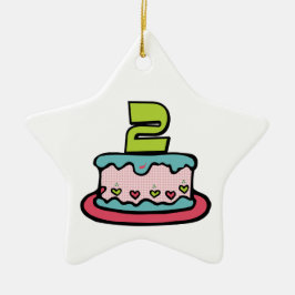 2 jaar oude verjaardagsCake Keramisch Ornament