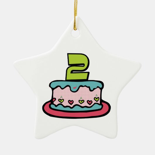 2 jaar oude verjaardagsCake Keramisch Ornament (Voorkant)