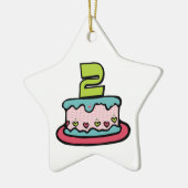 2 jaar oude verjaardagsCake Keramisch Ornament (Links)