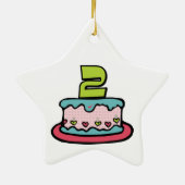 2 jaar oude verjaardagsCake Keramisch Ornament (Achterkant)