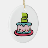 2 jaar oude verjaardagsCake Keramisch Ornament (Rechts)