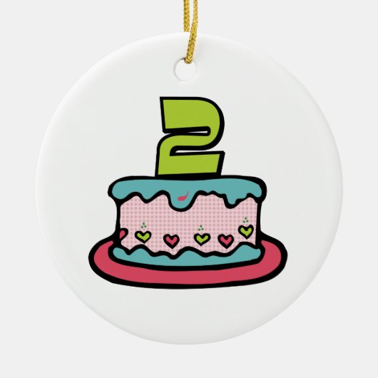 2 jaar oude verjaardagsCake Keramisch Ornament (Voorkant)