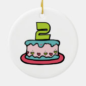 2 jaar oude verjaardagsCake Keramisch Ornament (Achterkant)