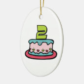 2 jaar oude verjaardagsCake Keramisch Ornament (Links)