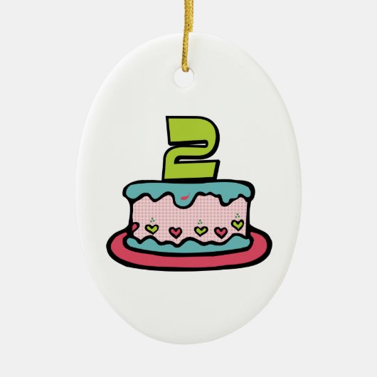 2 jaar oude verjaardagsCake Keramisch Ornament (Voorkant)
