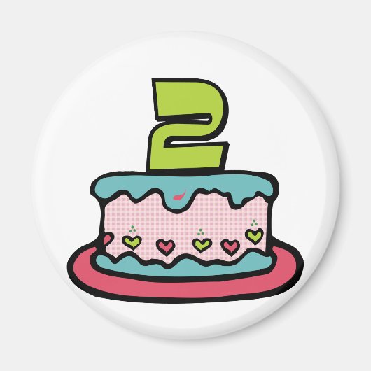 2 jaar oude verjaardagsCake Magneet (Voorkant)
