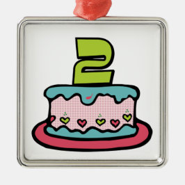 2 jaar oude verjaardagsCake Metalen Ornament