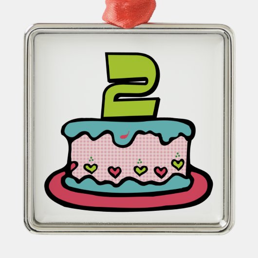 2 jaar oude verjaardagsCake Metalen Ornament (Voorkant)
