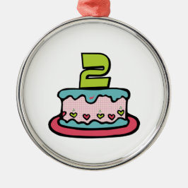 2 jaar oude verjaardagsCake Metalen Ornament