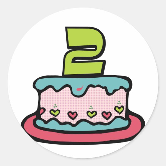 2 jaar oude verjaardagsCake Ronde Sticker (Voorkant)