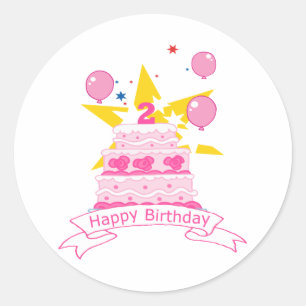 2 jaar oude verjaardagsCake Ronde Sticker