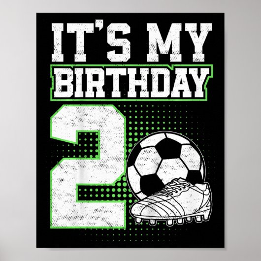 2 Jaar Oude Voetbaljongen Het Is Mijn 2e Verjaarda Poster (Voorkant)