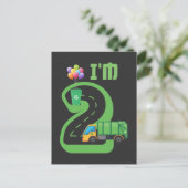 2 jaar oude vuilniswagen 2de verjaardag briefkaart (Staand voorkant)