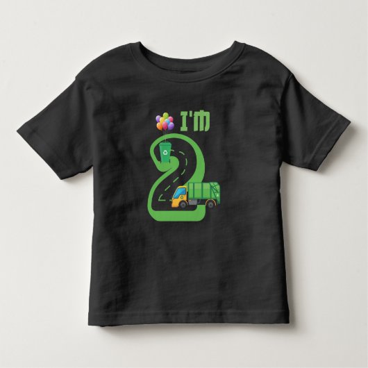 2 jaar oude vuilniswagen 2de verjaardag kinder shirts (Voorkant)