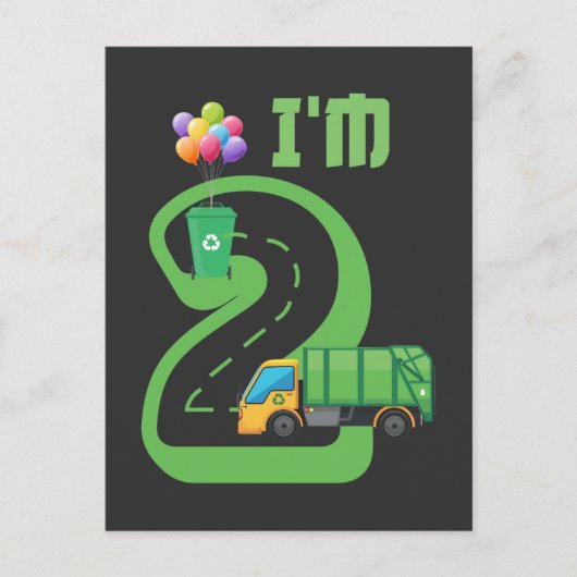 2 Jaar Oude Vuilstortwagen 2e Verjaardag Briefkaart (Voorkant)