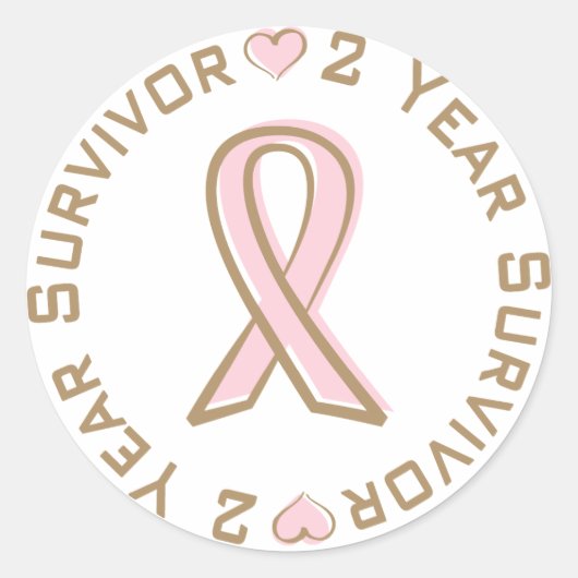 2 jaar roze lint borstkanker overleving ronde sticker (Voorkant)