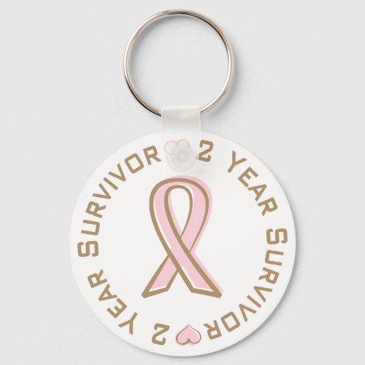 2 jaar roze lint borstkanker overleving sleutelhanger (Voorkant)