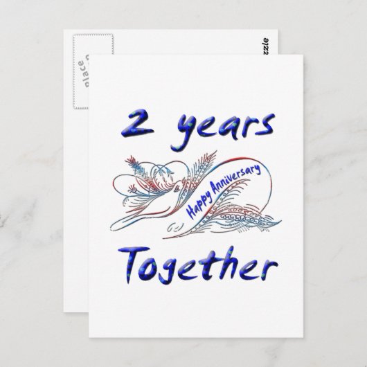 2 jaar samen briefkaart (Voorkant / Achterkant)