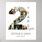 2 Jaar Samen Foto Collage Huwelijksjubileum Poster (Voorkant)