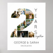 2 jaar samen Fotocollage bruiloft Jubileum Poster (Voorkant)
