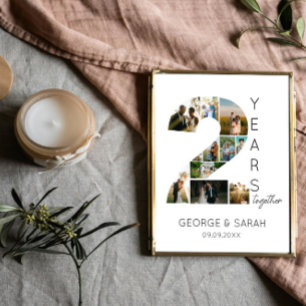 2 jaar samen Fotocollage bruiloft Jubileum Poster