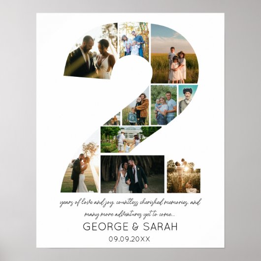 2 jaar samen Fotocollage bruiloft Jubileum Poster (Voorkant)