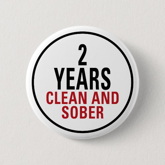2 jaar Schone en Sober Ronde Button 5,7 Cm (Voorkant)