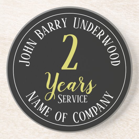 2 jaar Service Staff Award Zandsteen Onderzetter (Voorkant)