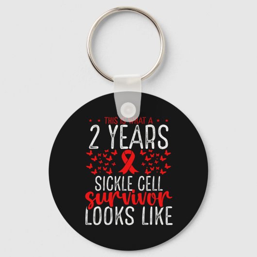 2 jaar Sikkelceloverleving Ribbon Sikkelcel AW Sleutelhanger (Voorkant)