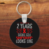 2 jaar Sikkelceloverleving Ribbon Sikkelcel AW Sleutelhanger (Voorkant)