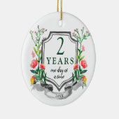 2 jaar Sober Personalized Jubileum Keramisch Ornament (Rechts)