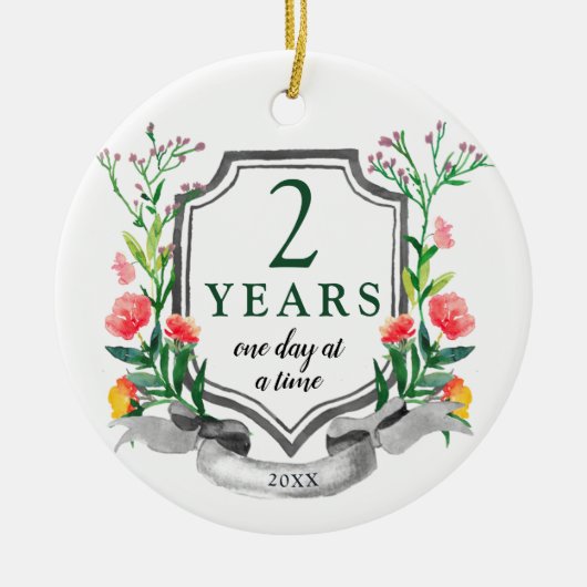 2 jaar Sober Personalized Jubileum Keramisch Ornament (Voorkant)