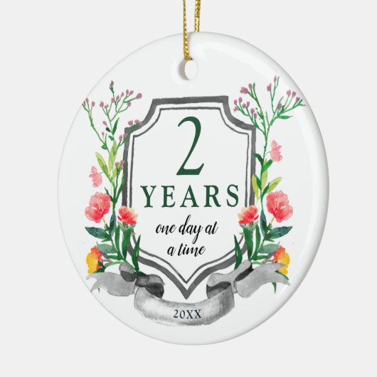 2 jaar Sober Personalized Jubileum Keramisch Ornament (Links)