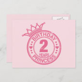 2 jaar - Verjaardag Prinses - roze Briefkaart (Voorkant / Achterkant)