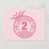 2 jaar - Verjaardag Prinses - roze Briefkaart (Voorkant)