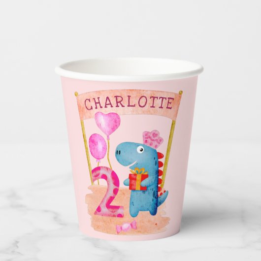 2 jaar verjaardag van de gepersonaliseerde Cute Gi Papieren Bekers (Voorkant)