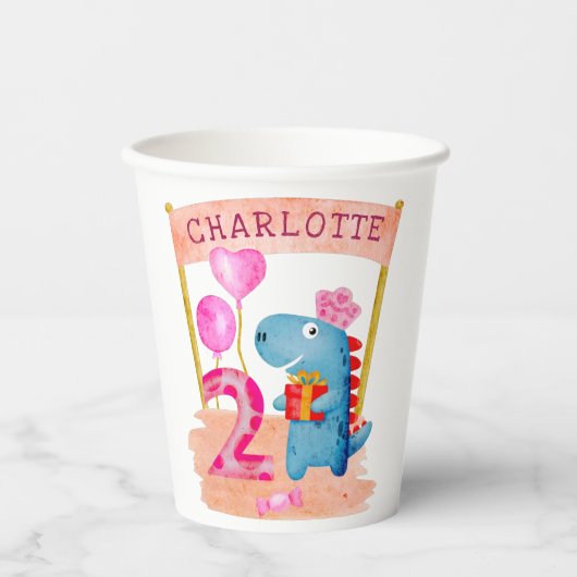 2 jaar verjaardag van de gepersonaliseerde Cute Gi Papieren Bekers (Voorkant)