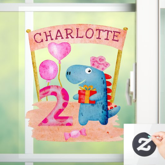 2 jaar verjaardag van de gepersonaliseerde Cute Gi Raamsticker (Huis)