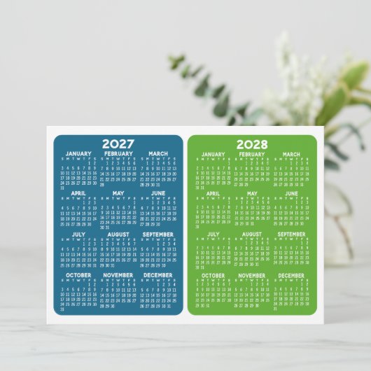 2-Jaars Kalenderweergave - 2027 2028 blauw groen (Staand voorkant)